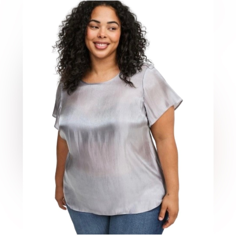 Torrid Shimmering Silver Blouse Sz 0